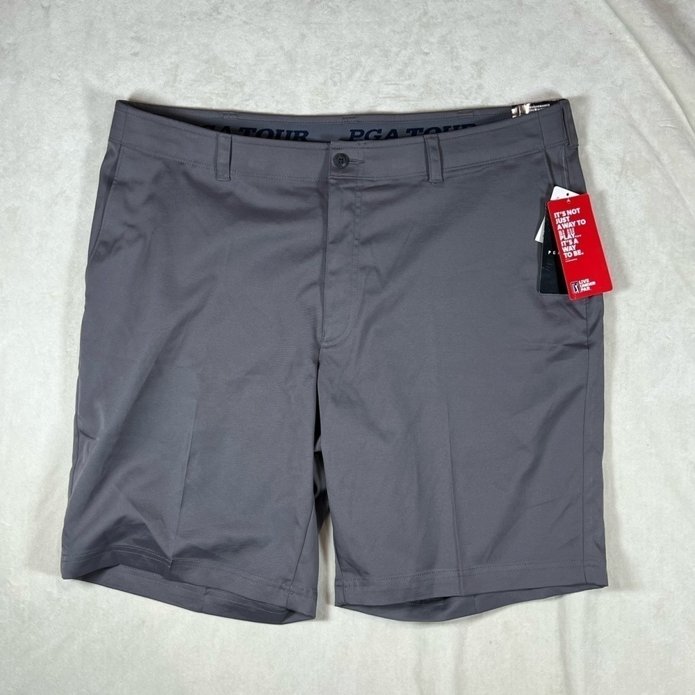 NWT PGA Tour Stretch Performance 40W Gray Golf Shorts Wicking Breathable